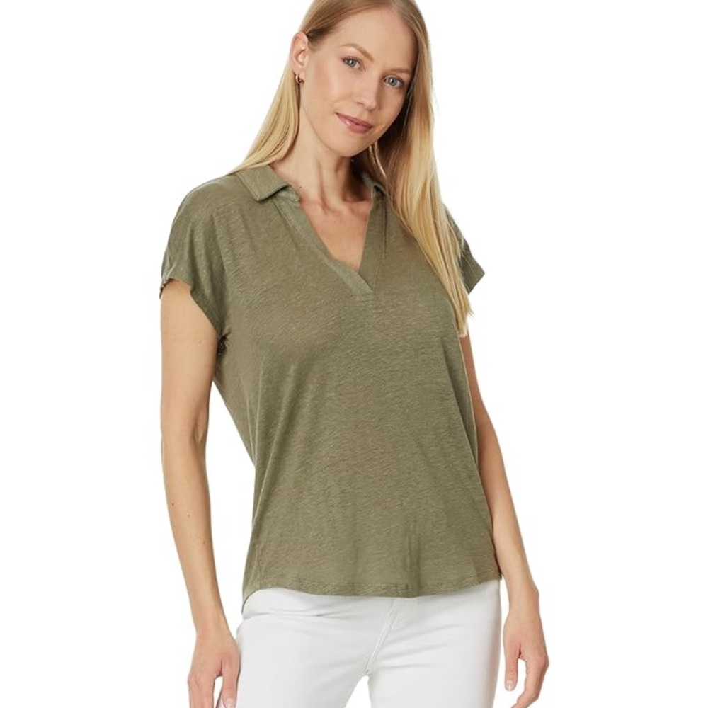 Tommy Bahama Olive Green Linen Women's Polo - Medium